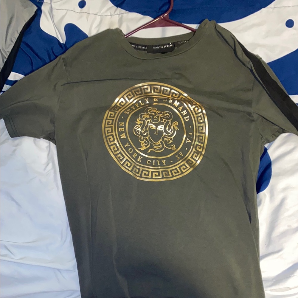 Men's Green T-Shirt with Gold Print